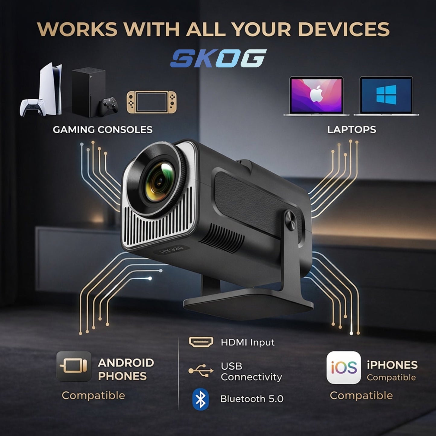 4K Support Native HD Android 11 WiFi 6/BT 5.0 Freestyle Auto Keystone 4500 LM