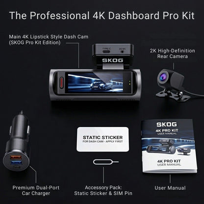 Skog 4K Camera Front & Rear View Night Vision, 24H Parking Monitoring, G-Sensor, WiFi 6