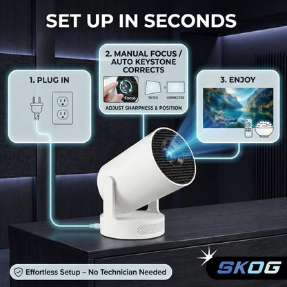 Smart Projector 4K HD WiFi6/BT5, Android 11, 180° Rotation, Auto Keystone, 4500 LM
