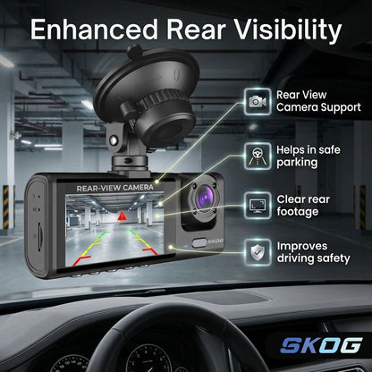 Skog 3 Channel Dashboard Camera, Night Vision, 24H Parking Monitoring