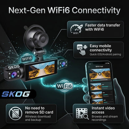 Skog 4 Channel Dashcam, FHD 1080P, 360° Protection, WiFi 6 & Loop Recording Dashboard Camera System