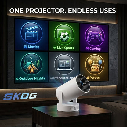 Smart Projector 4K HD WiFi6/BT5, Android 11, 180° Rotation, Auto Keystone, 4500 LM