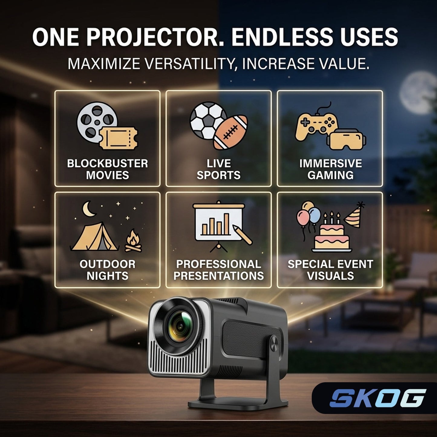 4K Support Native HD Android 11 WiFi 6/BT 5.0 Freestyle Auto Keystone 4500 LM