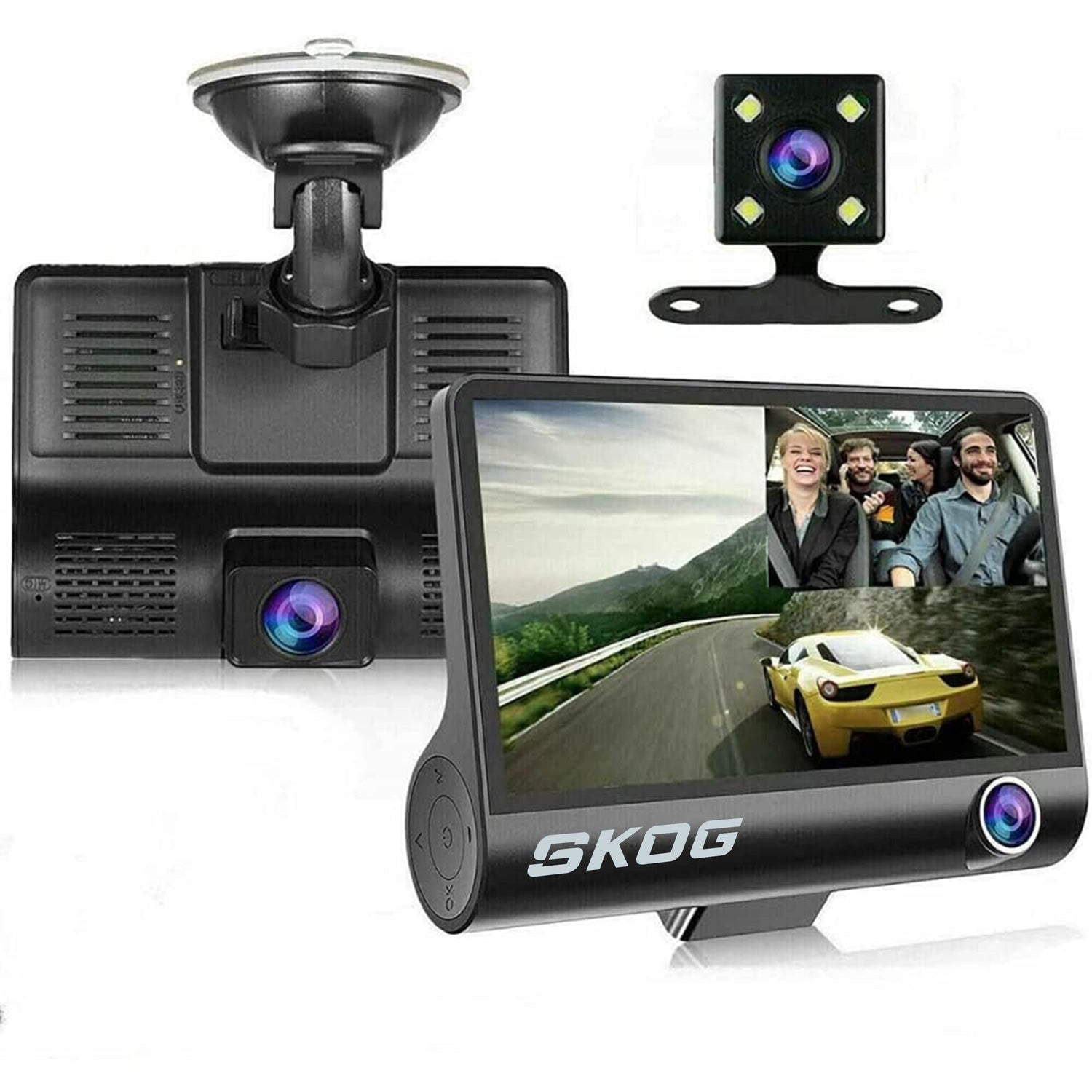 Skog SmartDrive HD Dash Cam 4" Display, Rear Camera, 170° Wide Angle