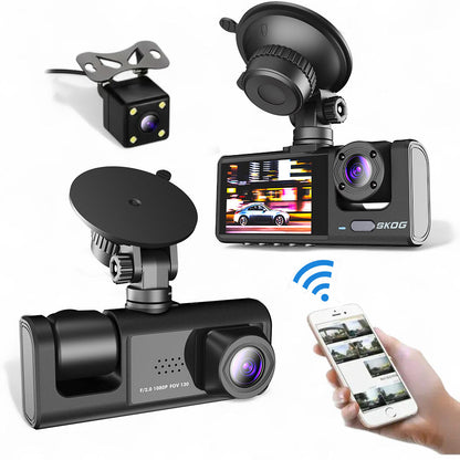 Skog 3 Channel Dashboard Camera, Night Vision, 24H Parking Monitoring