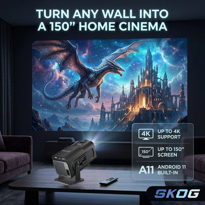 4K Support Native HD Android 11 WiFi 6/BT 5.0 Freestyle Auto Keystone 4500 LM