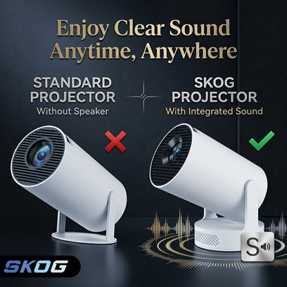 Smart Projector 4K HD WiFi6/BT5, Android 11, 180° Rotation, Auto Keystone, 4500 LM