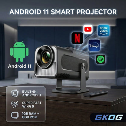 4K Support Native HD Android 11 WiFi 6/BT 5.0 Freestyle Auto Keystone 4500 LM