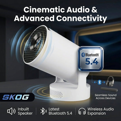 Smart Projector 4K HD WiFi6/BT5, Android 11, 180° Rotation, Auto Keystone, 4500 LM