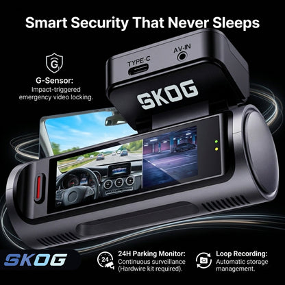 Skog 4K Camera Front & Rear View Night Vision, 24H Parking Monitoring, G-Sensor, WiFi 6