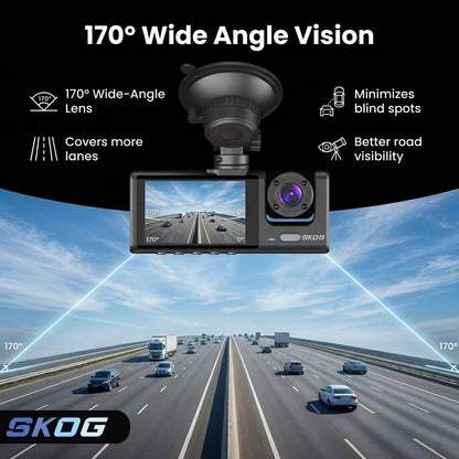 Skog 3 Channel Dashboard Camera, Night Vision, 24H Parking Monitoring
